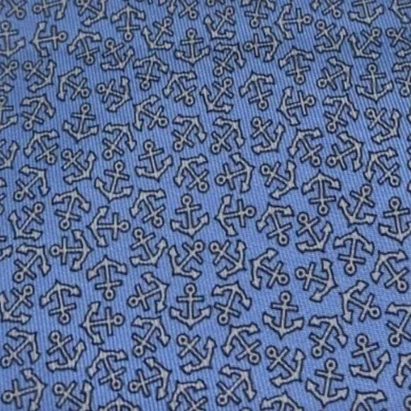 100% REAL HERMES TIE ~LIGHT BLUE WHITE SHIP SAILING BOATS ANCHORS NAUTICAL XL